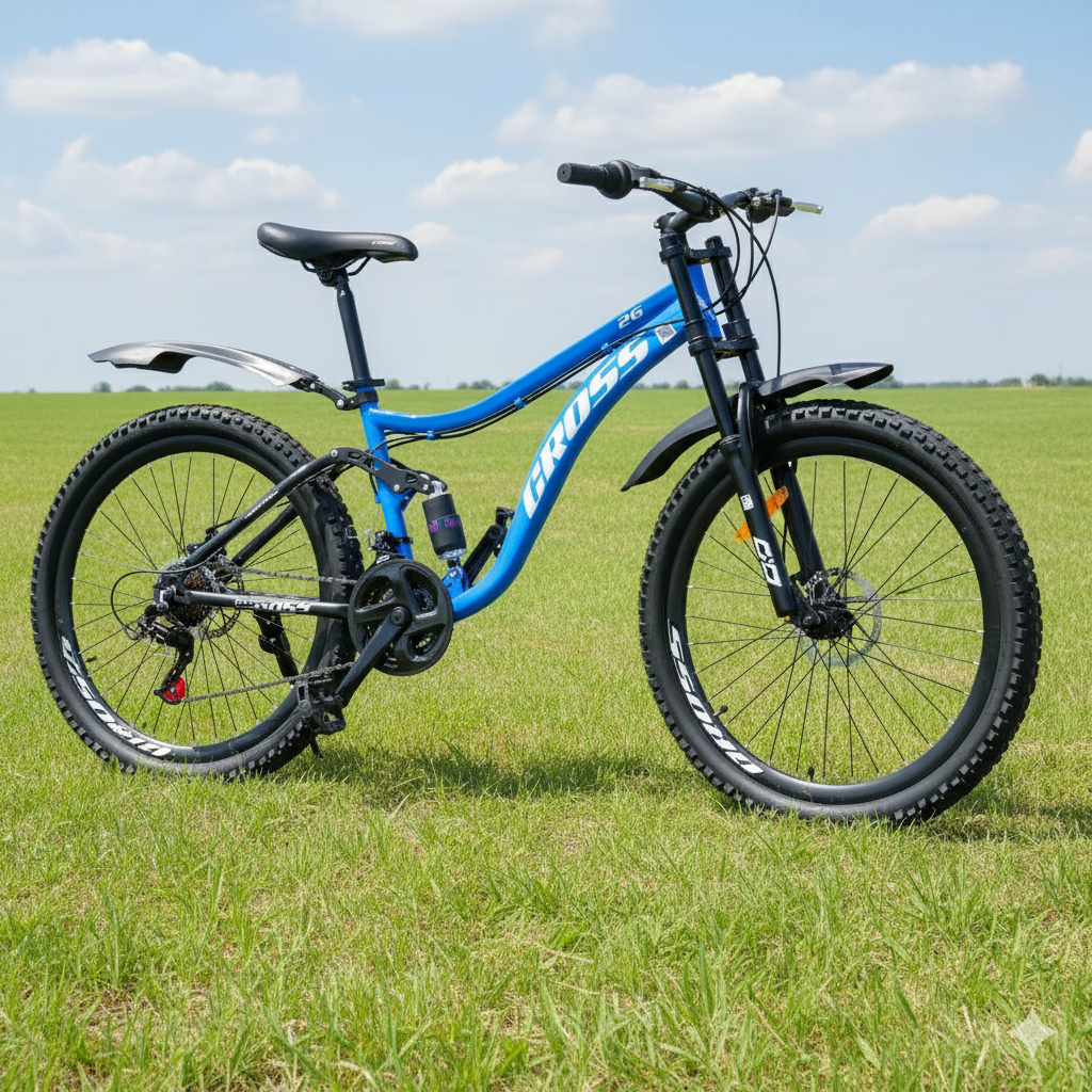 Cross MTB 26" Blue, Dual Suspension Fat Tire