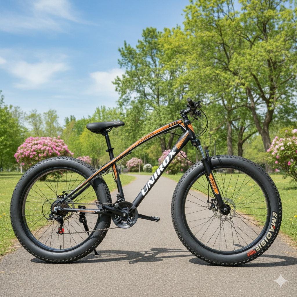 Unirox Fatbike Orange – 26″ × 4.0″ Fat Tires, 8-Speed, Disc Brakes