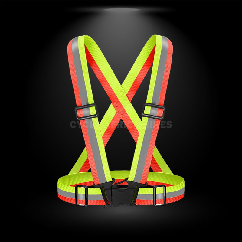 Bicycle Orange/Green Adjustable Bike Reflector Straps