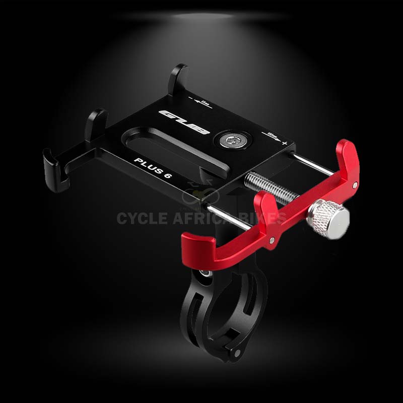 Aluminum MTB Bicycle 3.5-6.2" Motorcycle Phone Holder Support GPS Mount for Bike Handlebar Accessories (Black-Red)