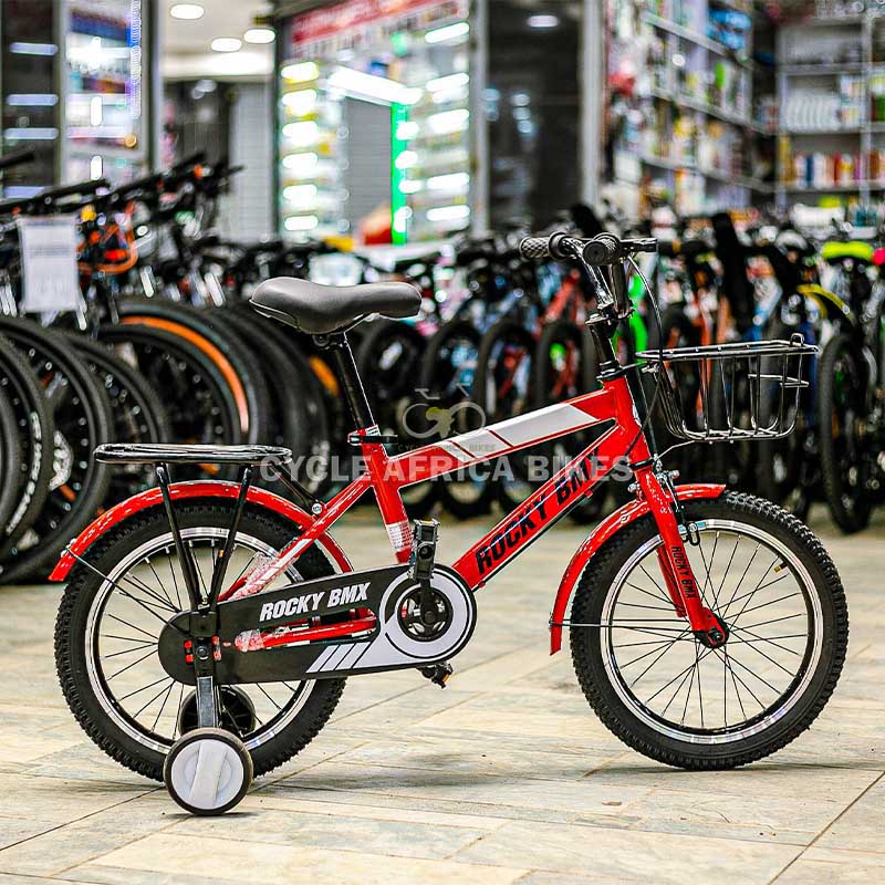 Trendy Rocky BMX Kids Bicycle | Size 16 - Red Bike Ideal for 4 to 7 years