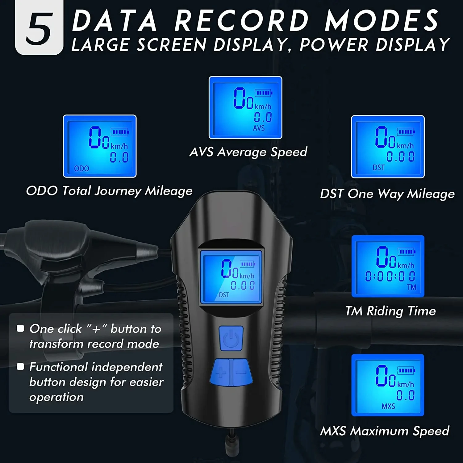 [AC2007] 3 in 1 Bicycle Front Light with Horn Bike Light USB Rechargeable Waterproof Speedometer