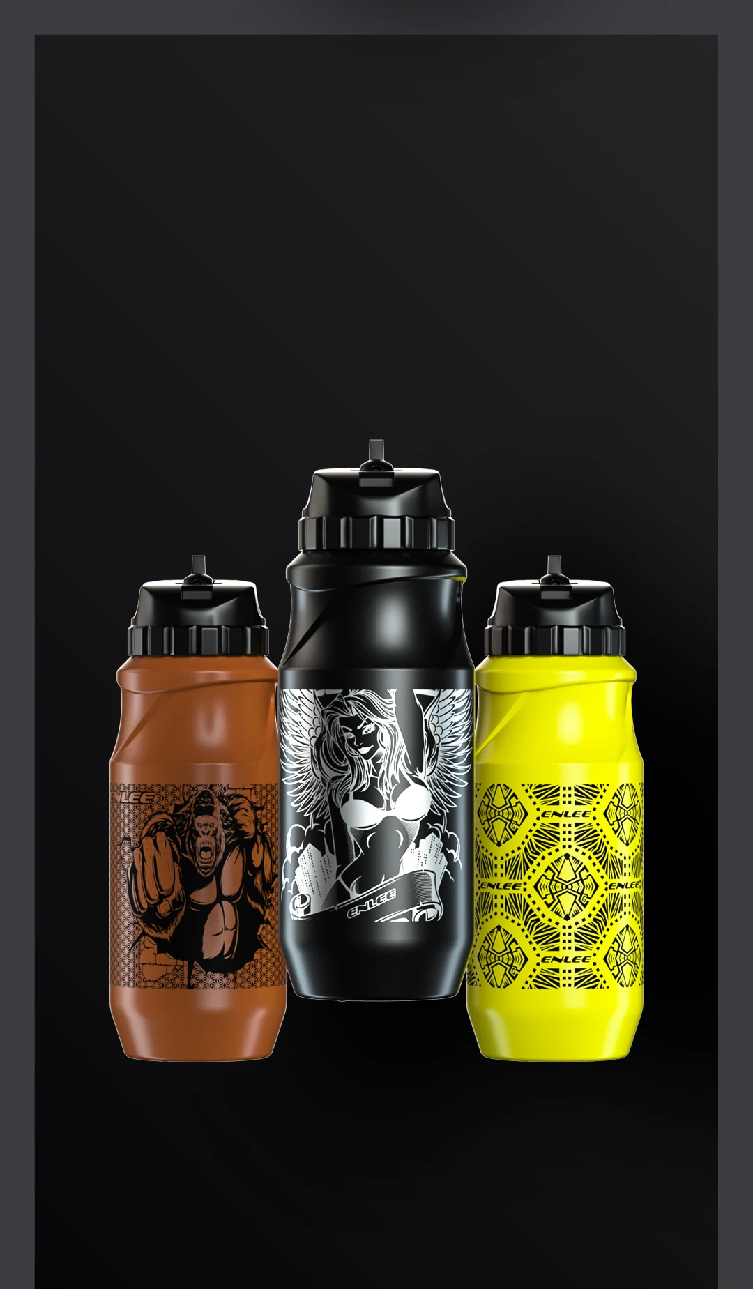 [CP22983W] ENLEE 650ml Bicycle Water Bottle Food Grade Sports Fitness Running Riding Camping Hiking Kettle Leak-proof Bike Bottle Cage