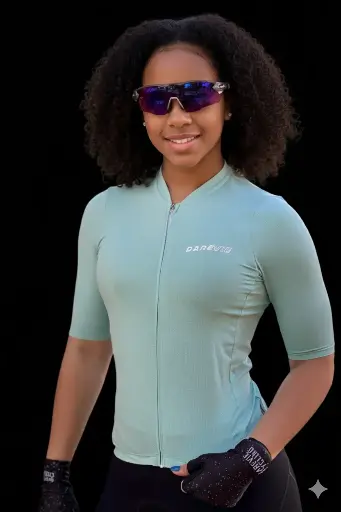 [AG2597L-GREEN XL] DVJ159W Carbon Jersey Short Sleeve L-Green X-Large